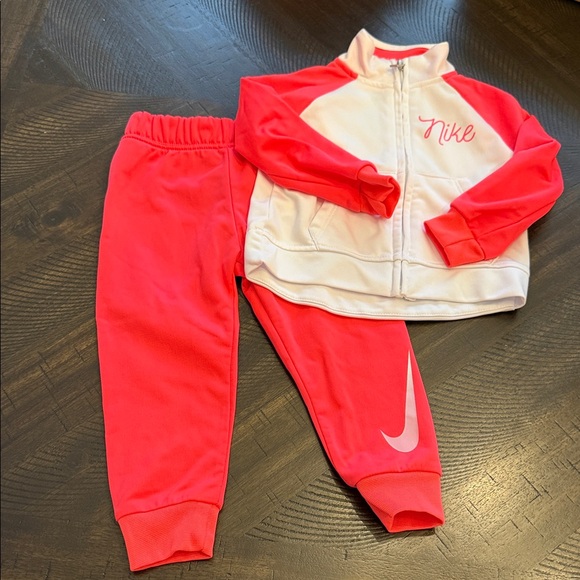 Nike Other - Nike Toddler Girls Hot Pink & White Tracksuit - 18 months